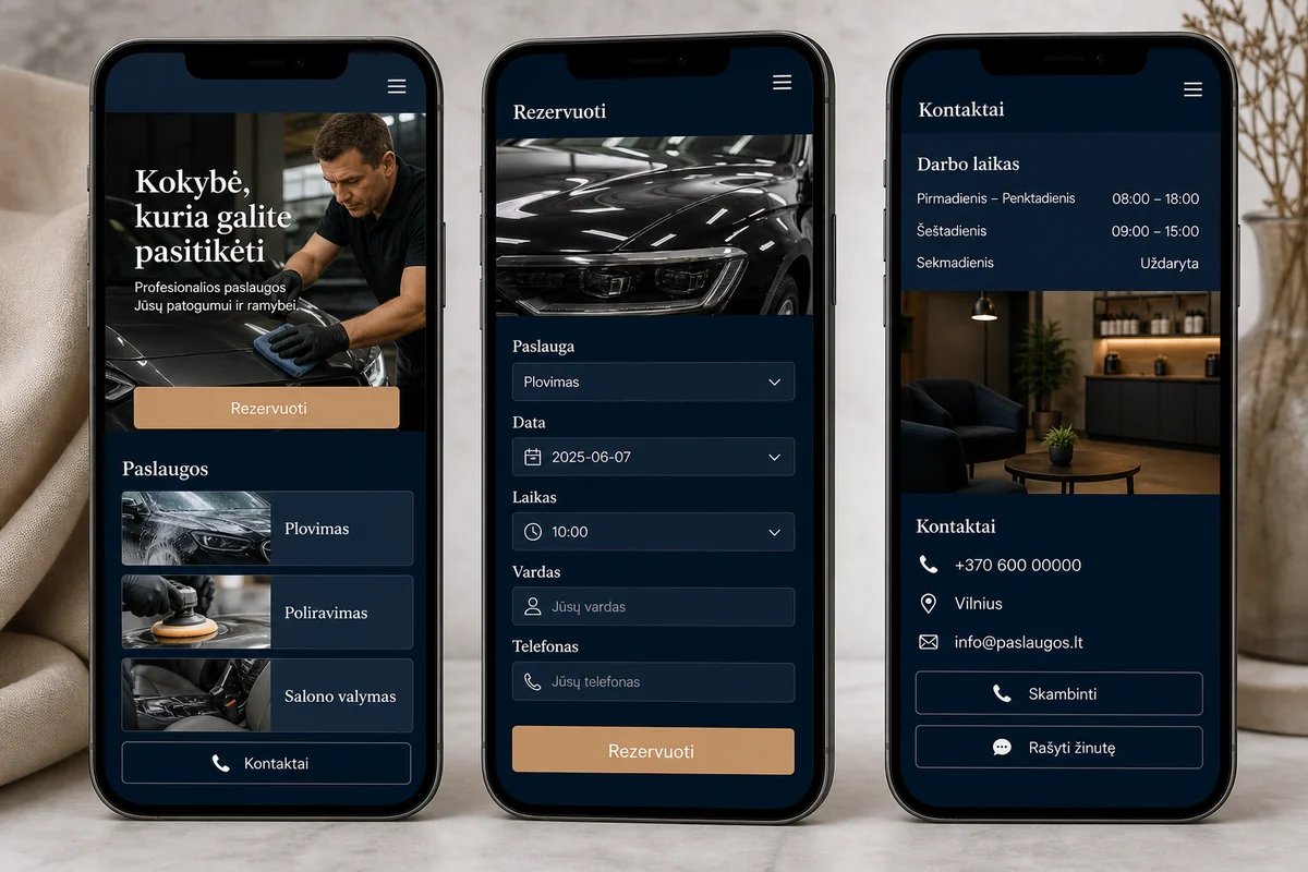 Mobile-first svetainės ir užklausų formos pavyzdys
