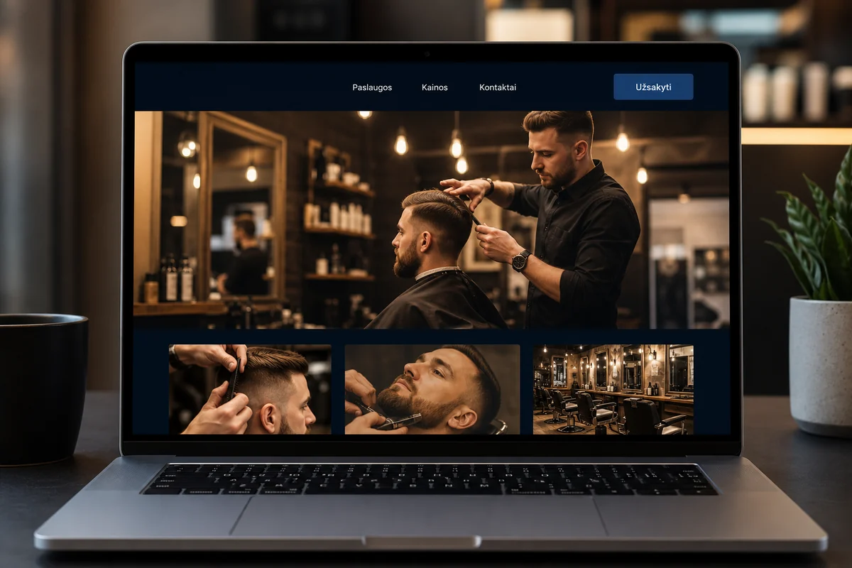 Premium landing page svetainės dizaino pavyzdys